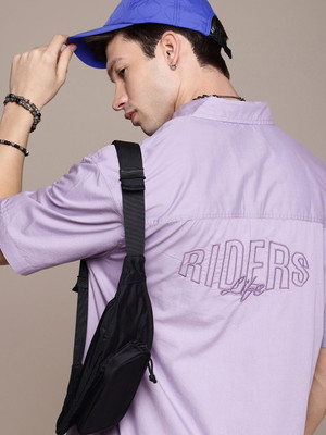 Roadster Men Self Design Casual Purple Shirt