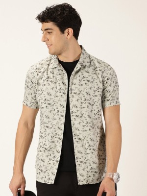 Moda Rapido Men Floral Print Casual Grey Shirt