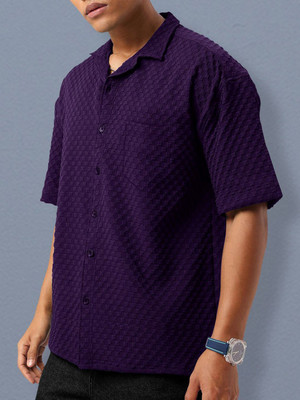 Moda Rapido Men Solid Casual Purple Shirt