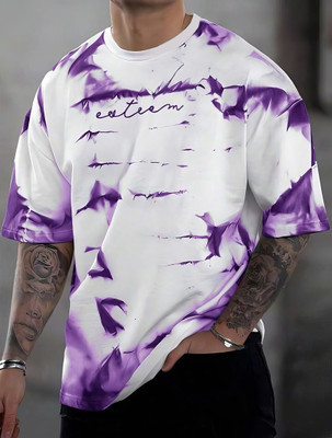 ANSH CREATION Printed Men Round Neck Purple, White T-Shirt