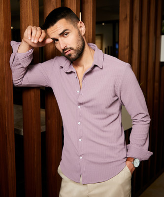 CAMPUS SUTRA Men Self Design Casual Purple Shirt