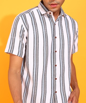 Ethnic Trendz Men Striped Casual White Shirt