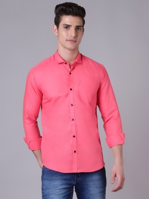 Paul Jordan Men Solid Casual Pink Shirt