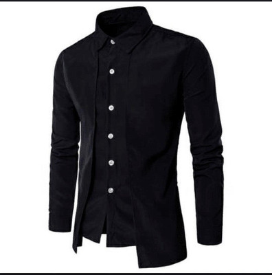 PEARL OCEAN Men Self Design Casual Black Shirt