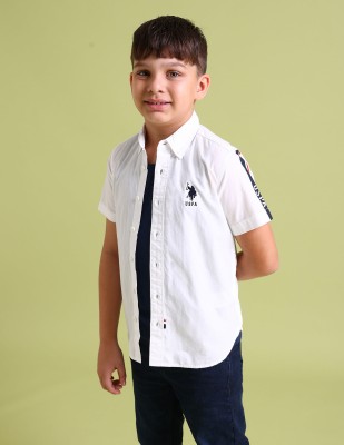 U.S. POLO ASSN. Boys Solid Casual White Shirt