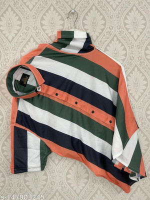 Varni Creation Men Striped Casual Orange, Green, White, Black Shirt