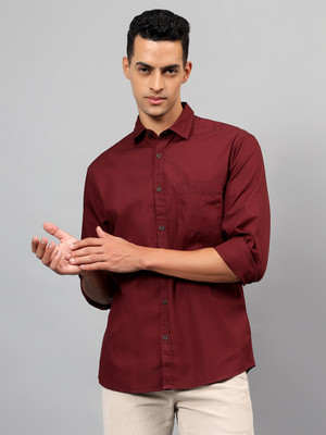 CANTABIL Men Solid Casual Maroon Shirt