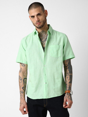VASTRADO Men Solid Casual Green Shirt