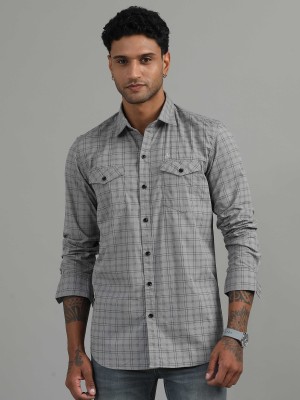 SORATIA Men Checkered Casual Grey Shirt