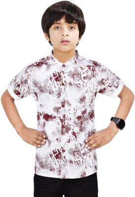 MOHINI CREATION Boys Printed Casual Maroon Shirt