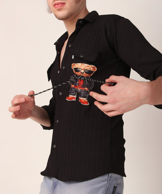 Plus91 Men Printed Casual Black Shirt