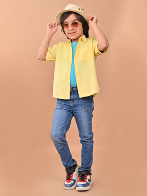Chimpaaanzee Boys Solid Casual Yellow Shirt