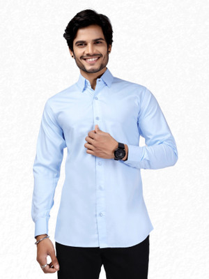 SHIVYM Men Solid Formal Blue Shirt