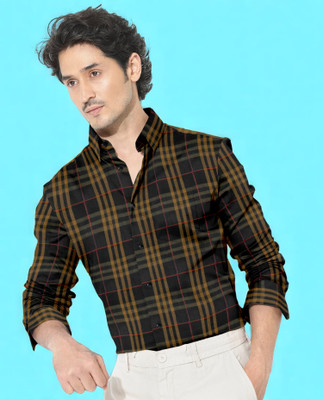 CLOSWIF Men Printed Casual Black Shirt