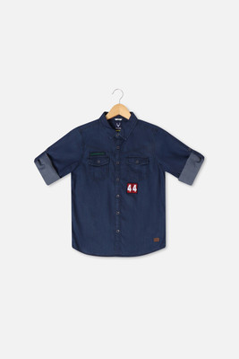 Allen Solly Boys Solid Casual Dark Blue Shirt