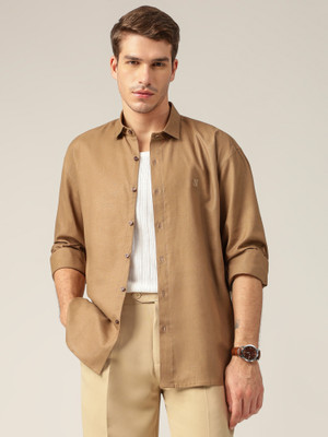 DENNISON Men Solid Casual Brown Shirt
