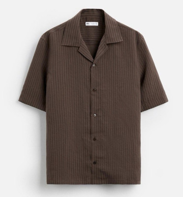 COMBRAIDED Men Self Design Casual Pink Shirt