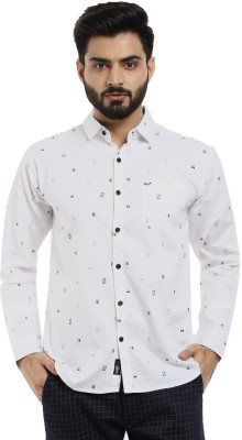 V-MART Men Graphic Print Casual White Shirt