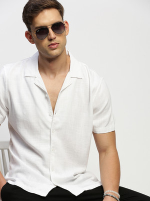SHOWOFFFF Men Solid Casual White Shirt
