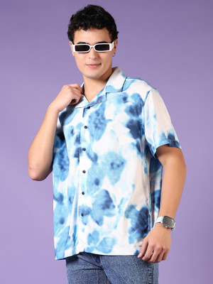 V-MART Men Printed Casual Light Blue Shirt