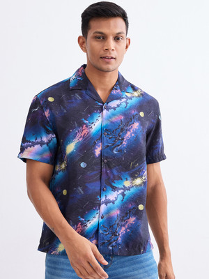 Spykar Men Printed Casual Blue Shirt