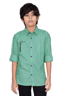 Cloud Kids Boys Solid Casual Light Green Shirt