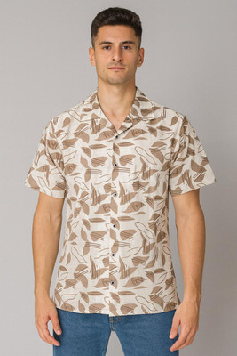 Pulsemen Men Printed Formal White Shirt