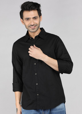 WROGN Men Solid Casual Black Shirt