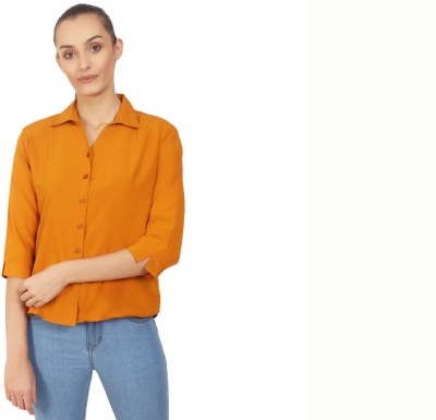 Bestwear Women Solid Casual Orange Shirt