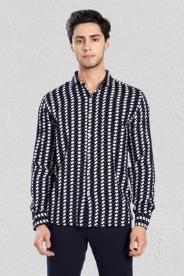 Arth Enterprise Men Floral Print Casual Black Shirt