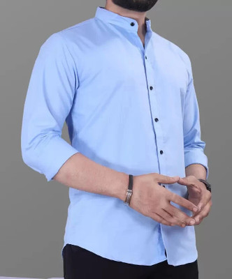 Dark Age Men Solid Casual Light Blue Shirt