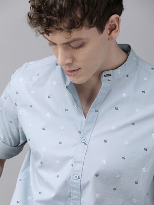 Roadster Men Printed Casual Light Blue Shirt