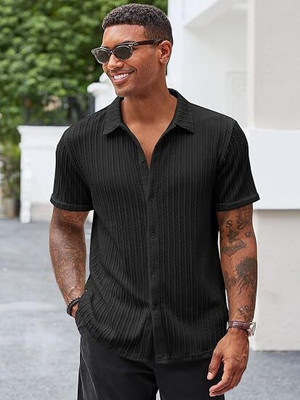 Rahi Trendz Men Self Design Casual Black Shirt