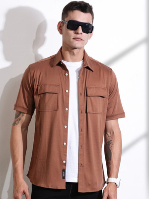 THOMAS SCOTT Men Solid Casual Brown Shirt