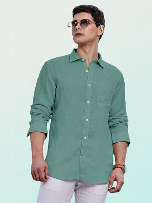 Yanthi Store Men Solid Casual Light Green Shirt