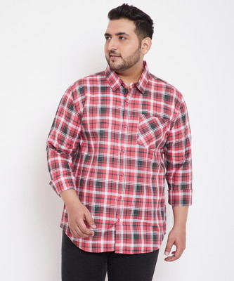 Instafab Plus Men Checkered Casual Maroon Shirt