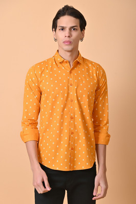 Lee Cross Men Printed Casual Yellow Shirt