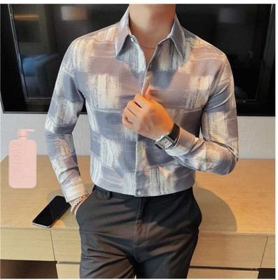 Vastram Enterprise Men Printed Formal Grey Shirt