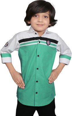 Lenriza Boys Color Block Casual Light Green Shirt