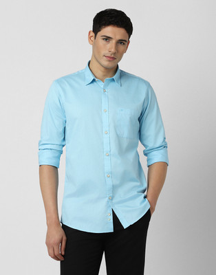 PETER ENGLAND Men Solid Casual Blue Shirt