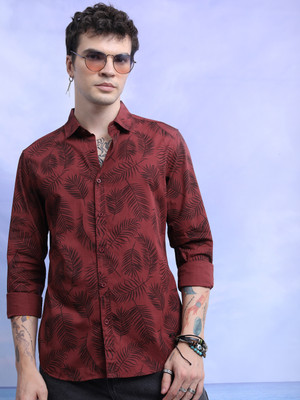 HIGHLANDER Men Printed Casual Maroon, Black Shirt