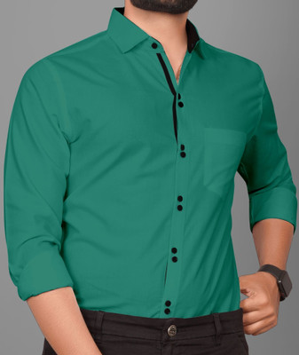 Tyzlo Men Solid Casual Green Shirt