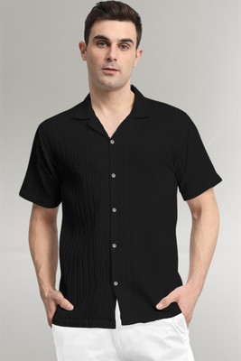 A Dearise Trend Men Self Design Casual Black Shirt