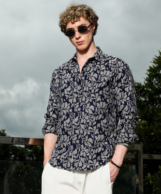 CAMPUS SUTRA Men Floral Print Casual Grey Shirt