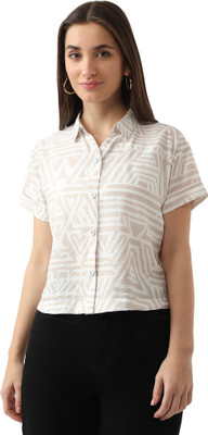 Kraus Jeans Women Printed Casual Beige Shirt