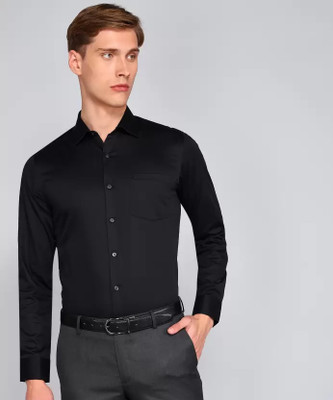 NOIL Men Solid Formal Black Shirt