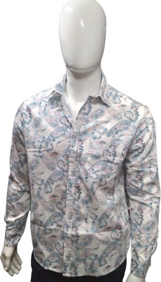 Abdul Men Printed Casual White, Pink, Blue Shirt