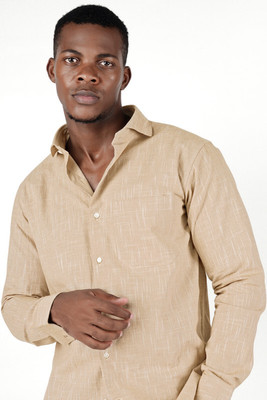 french crown Men Solid Casual Beige, White Shirt