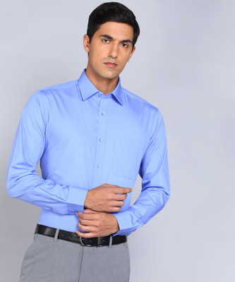 Raymond Men Solid Formal Blue Shirt
