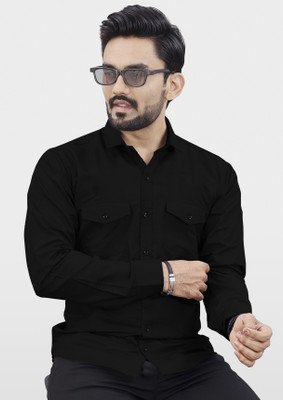 METRONAUT Men Solid Casual Black Shirt